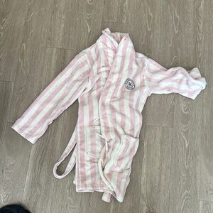 Victoria's Secret Pink & White Striped Plush Robe